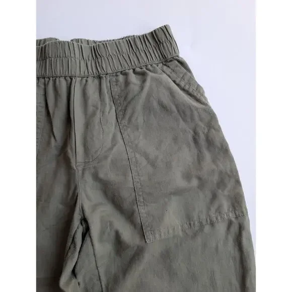 PACT Organic Cotton Hemp Pull On Khaki Green Cropped Pant Size XS Nature Outdoor - Picture 3 of 11